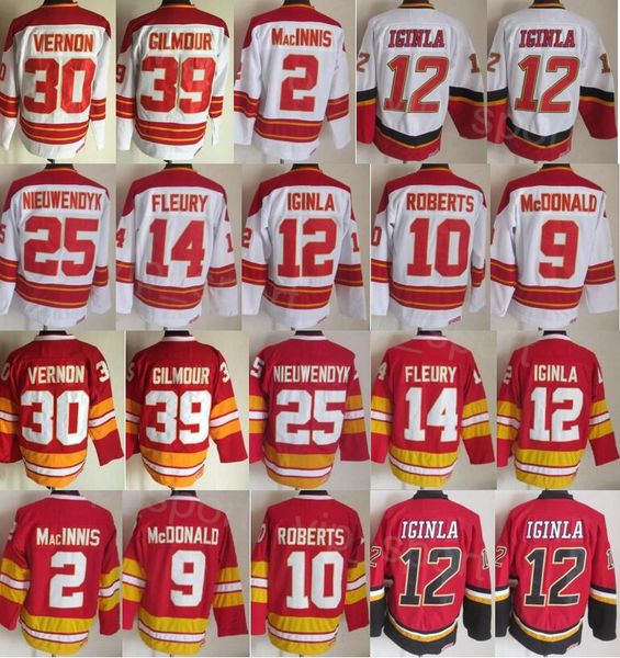 CCM Hockey Retro 25 Joe Nieuwendyk Jersey Retire 30 Mike Vernon 39 Doug Gilmour 12 Jarome Iginla 2 Al Macinnis 9 Lanny McDonald 10 Gary Robe