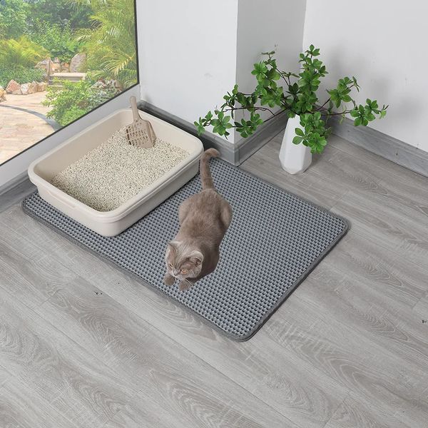 Waterproof EVA Double Layer Cat Litter Box Mat Non-slip Sand Pad Washable Bed Mat Clean Pad Matunder Urine Proof Trapping Mat 250110
