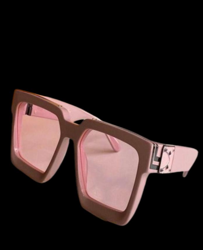 2021 UV400 Protection sunglasses pink width black metal strips frank Wrap frame Antireflection square lense fashion designer men w5601142