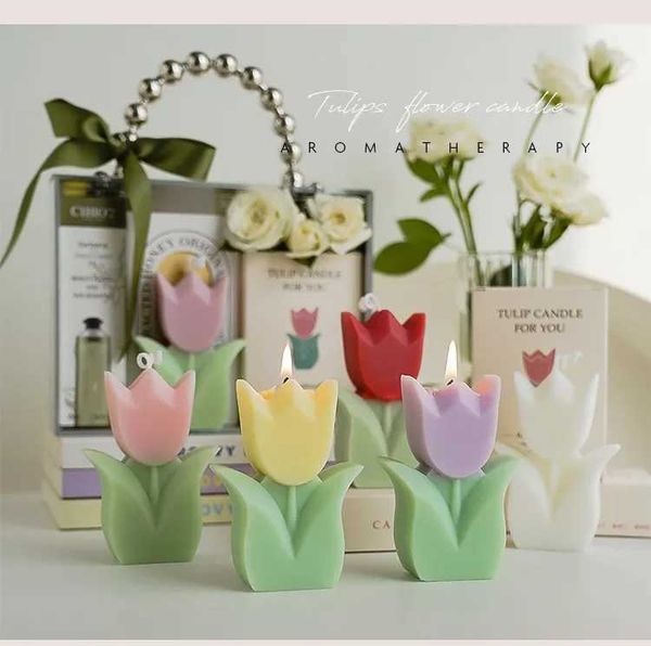 Handmade Tulip Candles Cute Soy Wax Aromatherapy Small Fragrance Relaxation Birthday Party Home Decoration Korean Ins Photo Props W250110