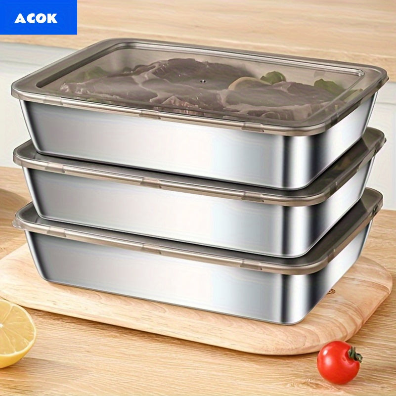 TEMU 3pcs Durable Stainless Steel Containers] 2-3pcs Durable Stainless Steel Food Storage Containers Set- Leak-proof, Bpa-free, Microwave& Freezer