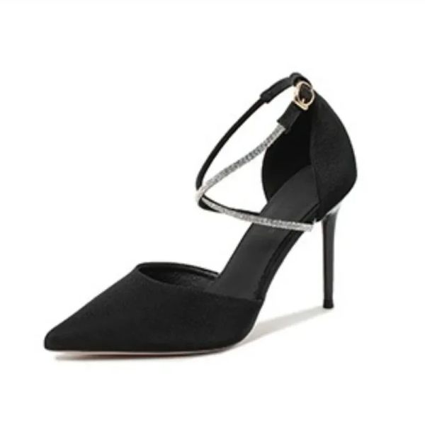 Women&#039;s Fashion Ankle Buckle Super High Heels Sandal Female Shallow Party Dress Pumps Pointed Coverd Heel Lady Shoe size EU35-39