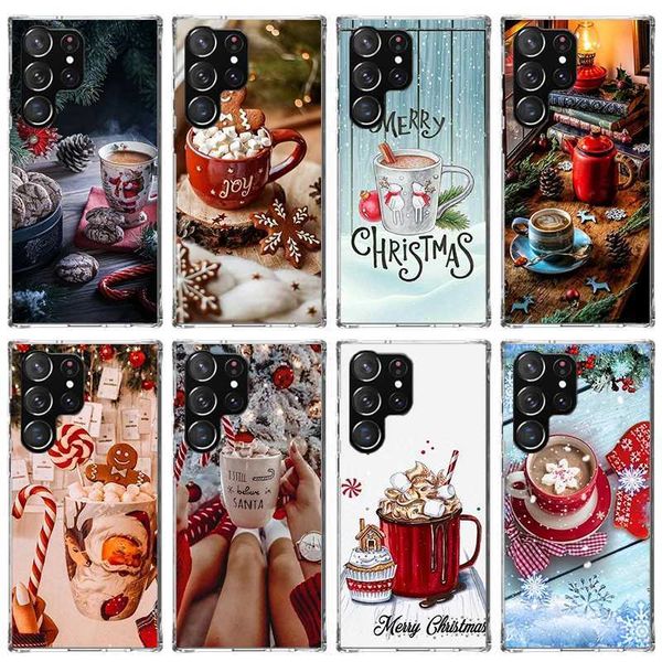 Samsung Galaxy S23 S24 Ultra S22+S21 Plus S20 FE Cover S10E S10 S9 S8 Silicone Printing Winter Coffee Christmas Phone Case Y240928