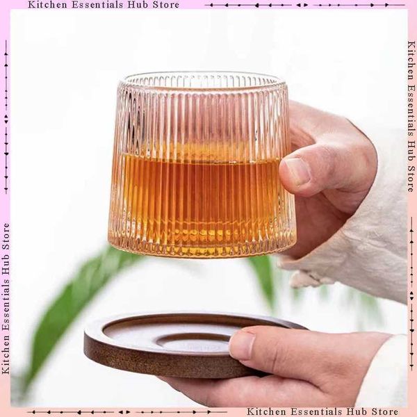 200ML Whiskey Glasses Set Durable Spinning Glassware with Base Cocktails Wine Brandy Cup Water Party Drinking Glass Tumbler Y250122