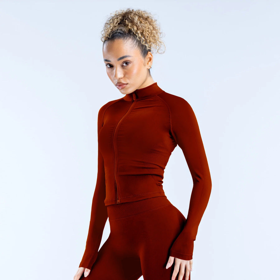 Yoga dfynes Jacket Women Define Workout Sport Coat Fitness dfyn Jacket Sports Quick Dry Activewear Top Solid Zip Up Sweatshirt Sportwear Hot Sell 33