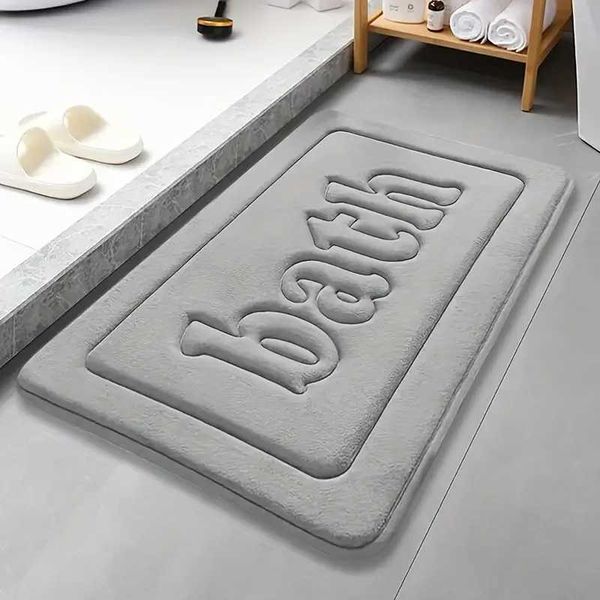 Bathroom anti slip floor mat soft bathroom mat water absorbing bath mat 1.2cm thick flannel fabric door mat home decoration Y250210