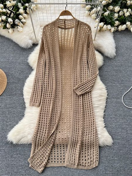 SINGREINY Korean Style Casual Cardigan Homewear Summer Women Loose Thin Shawl Hollow Out Knitting Vacation Fashion Cardigan 240819