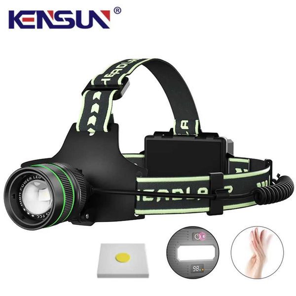 Powerful Super 60W Spotlight Headlight Sensing Head Lamp Type-C Apple lnput USB Output Power Display With Night Light StripCL240807
