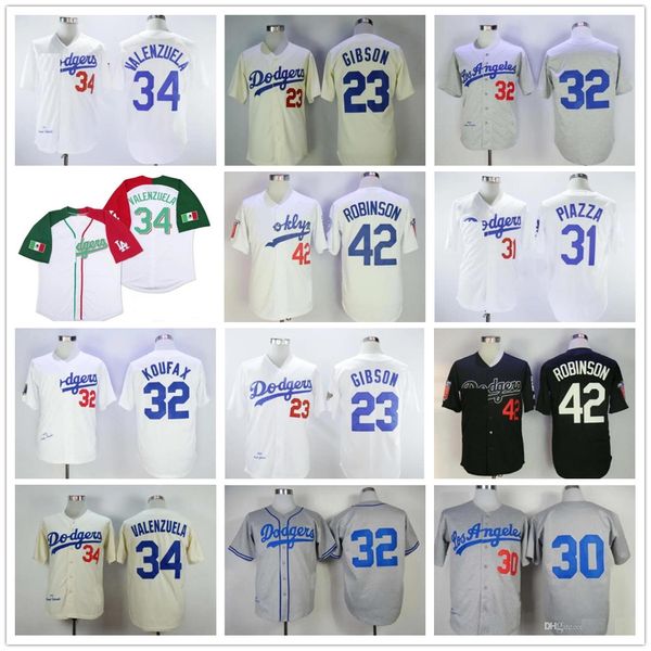 Men Women Youth Vintage Jerseys 42 Jackie Robinson 4 Babe Herman 23 Kirk Gibson 32 Sandy Koufax 34 Fernando Valenzuela 30 Maury Wills Retro