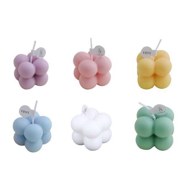 Small Scented Mini Cube Bubble Shaped Wax Candles for Home Bedroom Wedding Festival Party Decoration Y250118