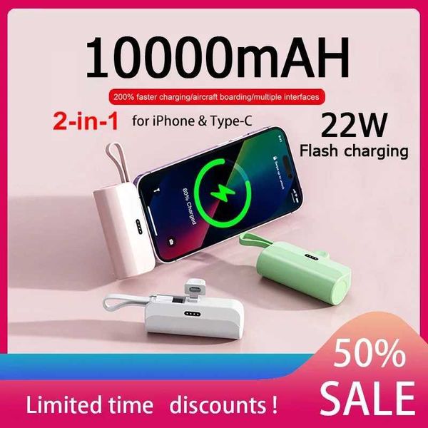 Mini Power Pack 10000mAh Portable Phone Charger External Battery Power Pack Plug Play Type-C Suitable for Samsung iPhone 15 14 13 B240902