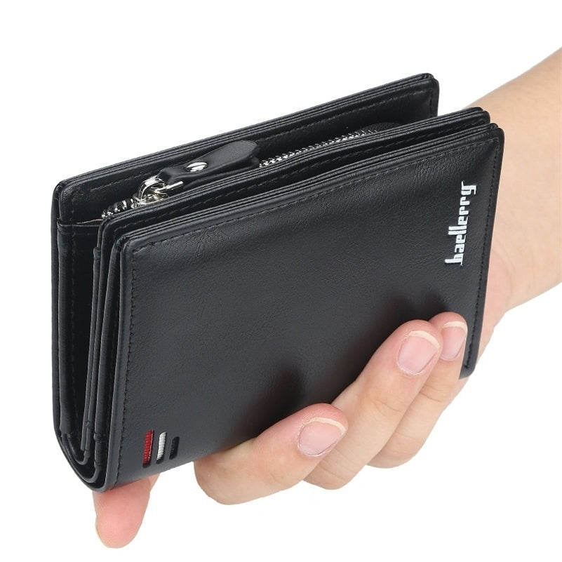 Men PU Leather short Wallet With Zipper Coin Pocket Vintage Big Capacity Male Short Money Purse Card Holder 250918
