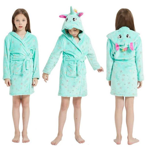Childrens bathroom girls clothing girls flannel bathrobes boys cartoon evening gowns childrens pajamas girls aged 3-14W240727