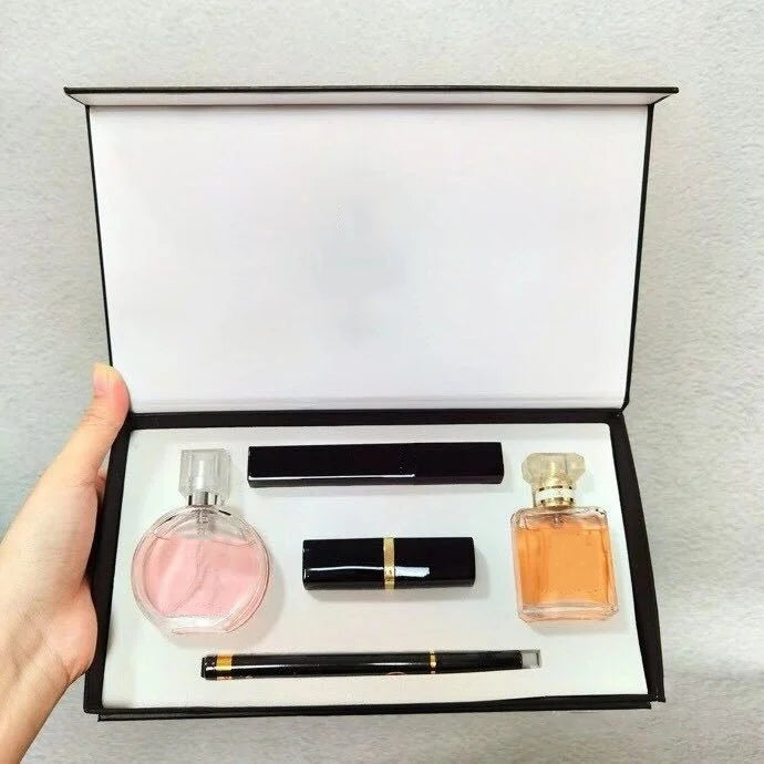 Brand 3pcs 5pcs 6pcs Makeup Set perfume lipsticks eyeliner mascara 5 in 1 with box Lips cosmetics kit for women gift high quality fast ship