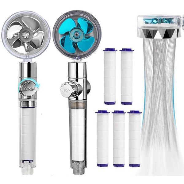 Turbocharged Shower Head Handheld Turbo Fan High Pressure Shower Head With 5 Filters Household Shower Body Spray For BathroomXJ241205