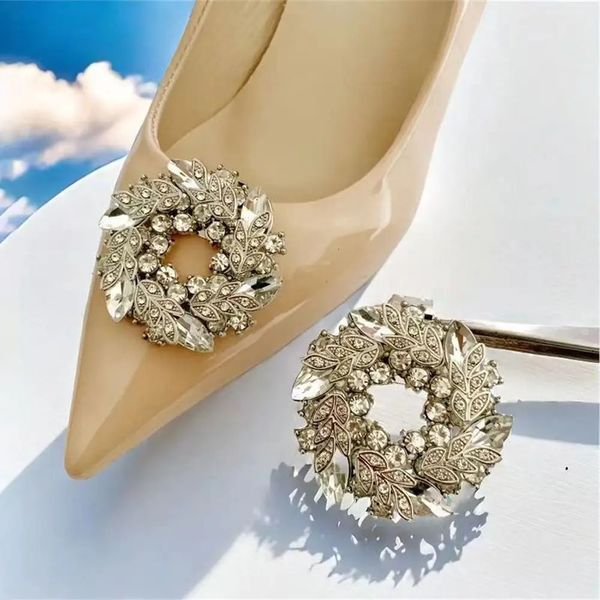 Fashionable Rhinestone Shoes with Crystal Removable Charm Buckle Bridal Shoes Decorative High Heels 241213