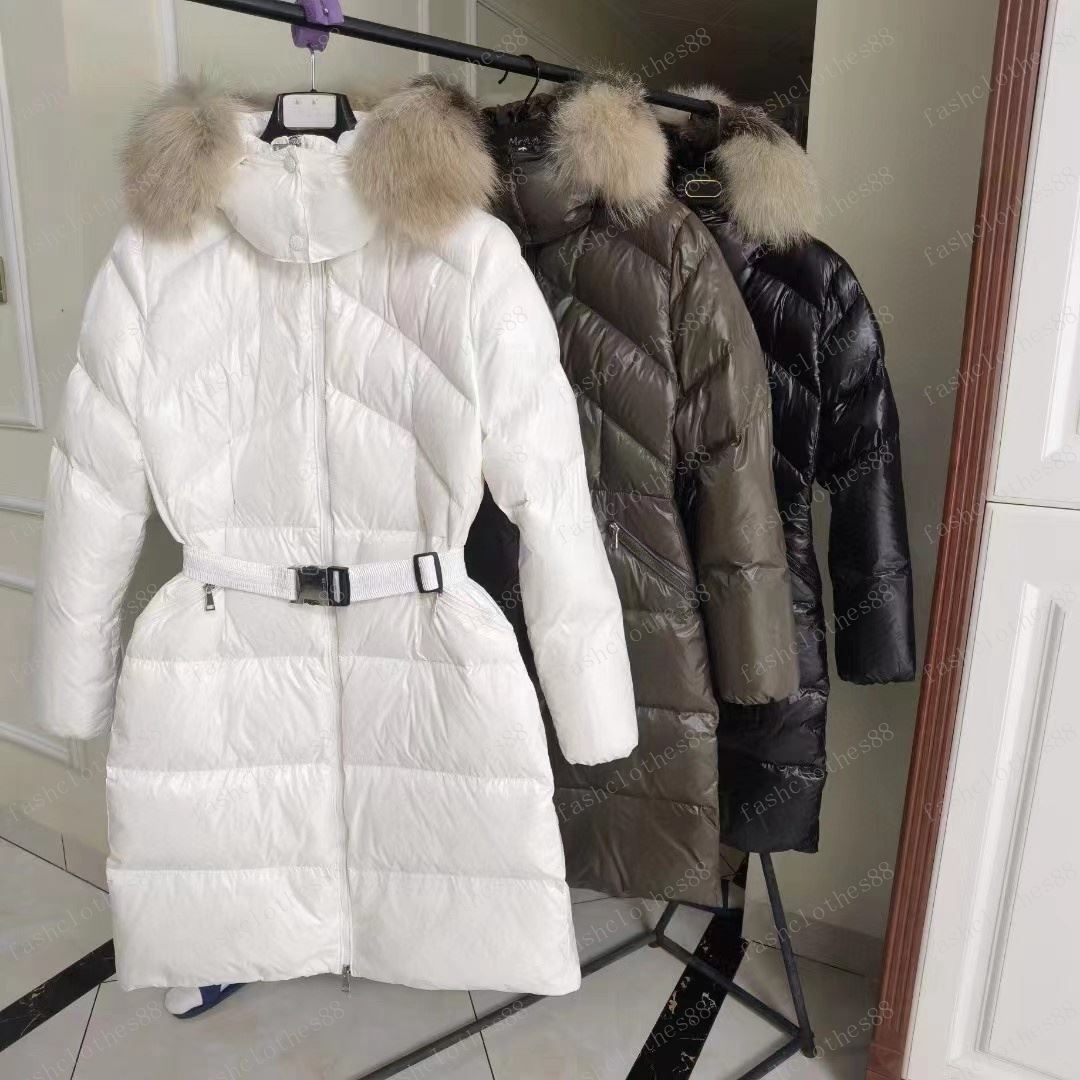 Women down jacket designer Women Winter jacket Natural fur collar Long coat Premium Puffer jackets Waist retraction coat women coat Outerwear Jacket
