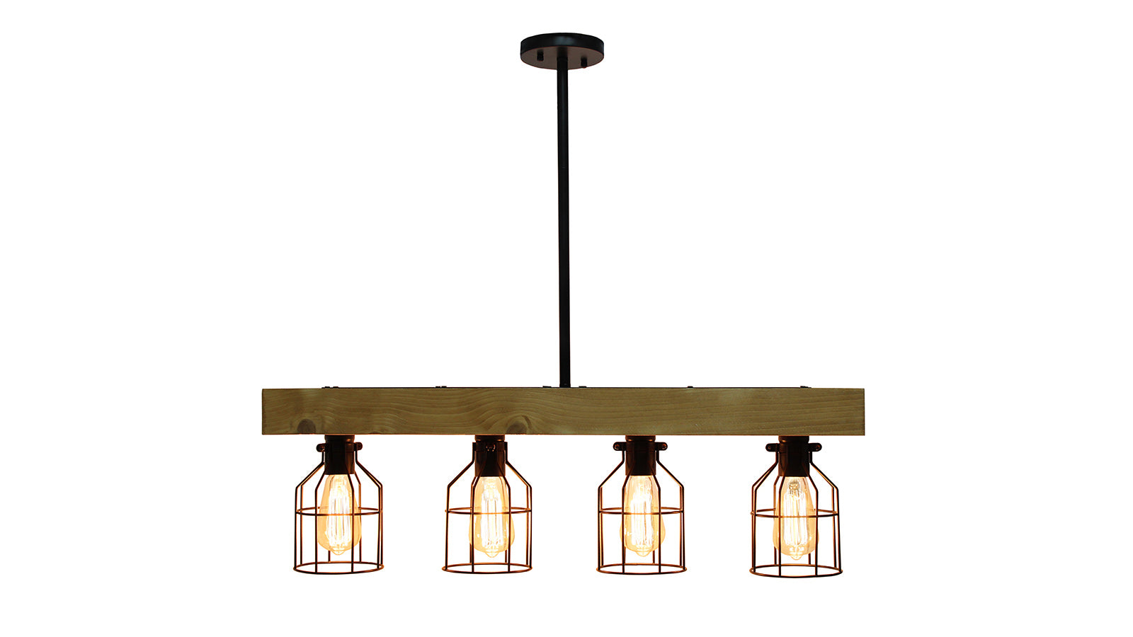 All the Rages 4 Light Rustic Cage Pendant Light Wood