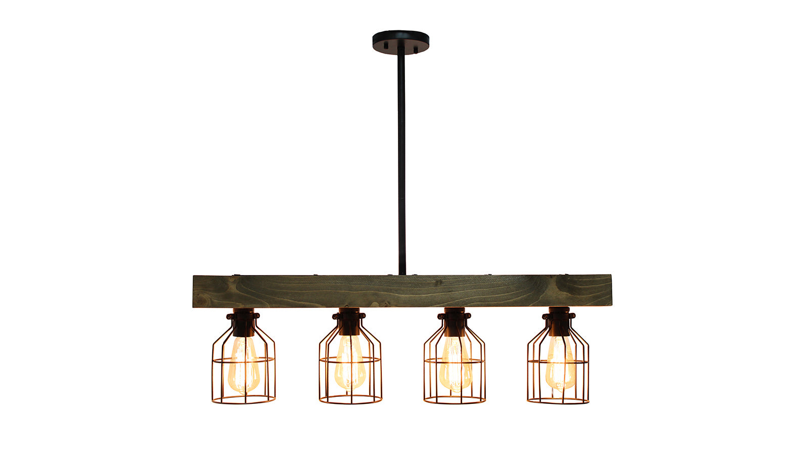 All the Rages 4 Light Rustic Cage Pendant Restored Wood