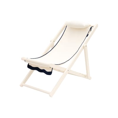 BUSINESS & PLEASURE - Chaise longue pliable inclinable Sling chair - Blanc - Toile outdoor Pleasuretex