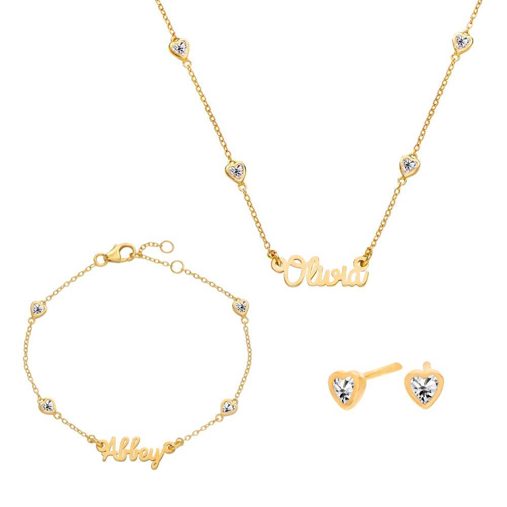 Charli Heart Necklace, Bracelet and Earrings Set in 18ct Gold Vermeil