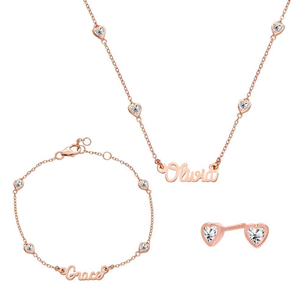 Charli Heart Necklace, Bracelet and Earrings Set in 18ct Rose Gold Plating