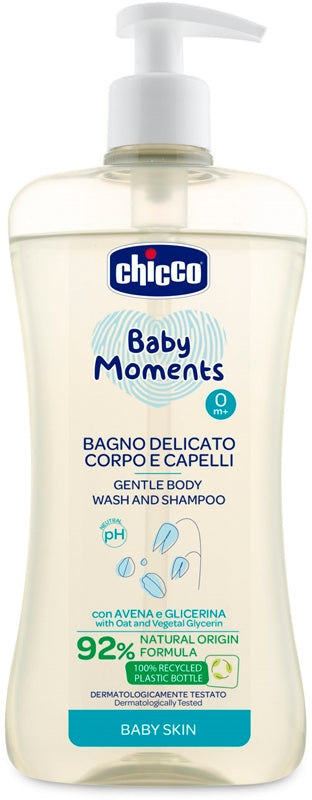 Chicco Baby Moments champú infantil suave para cabello y cuerpo 500 ml