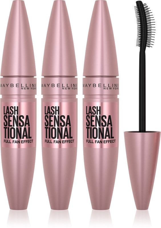 MAYBELLINE NEW YORK Ciglia sensazionali mascara allungante per ciglia piene colore 01 - Very Black 3× 9,5 ml