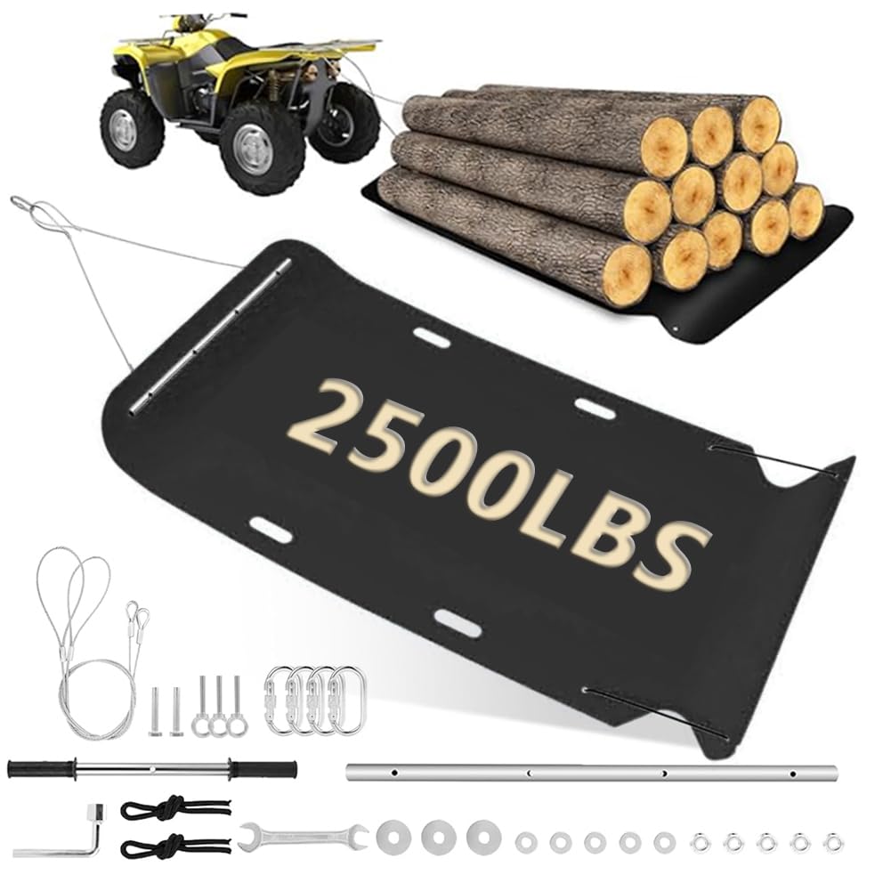 Garvee Heavy Duty Yard Drag Sled 47x110" HDPE 2500Lbs Capacity Steel Pull Cable Portable Utility Sled for Hay Logs Furniture