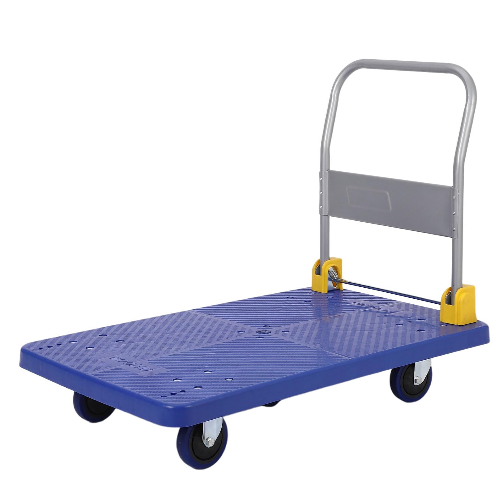 Garvee 40x24 Inch Flat Cart with Wheels, 2000 lb Capacity, Detachable Handle, Steel Platform, Nylon Casters, Heavy Duty Dolly for Warehouses