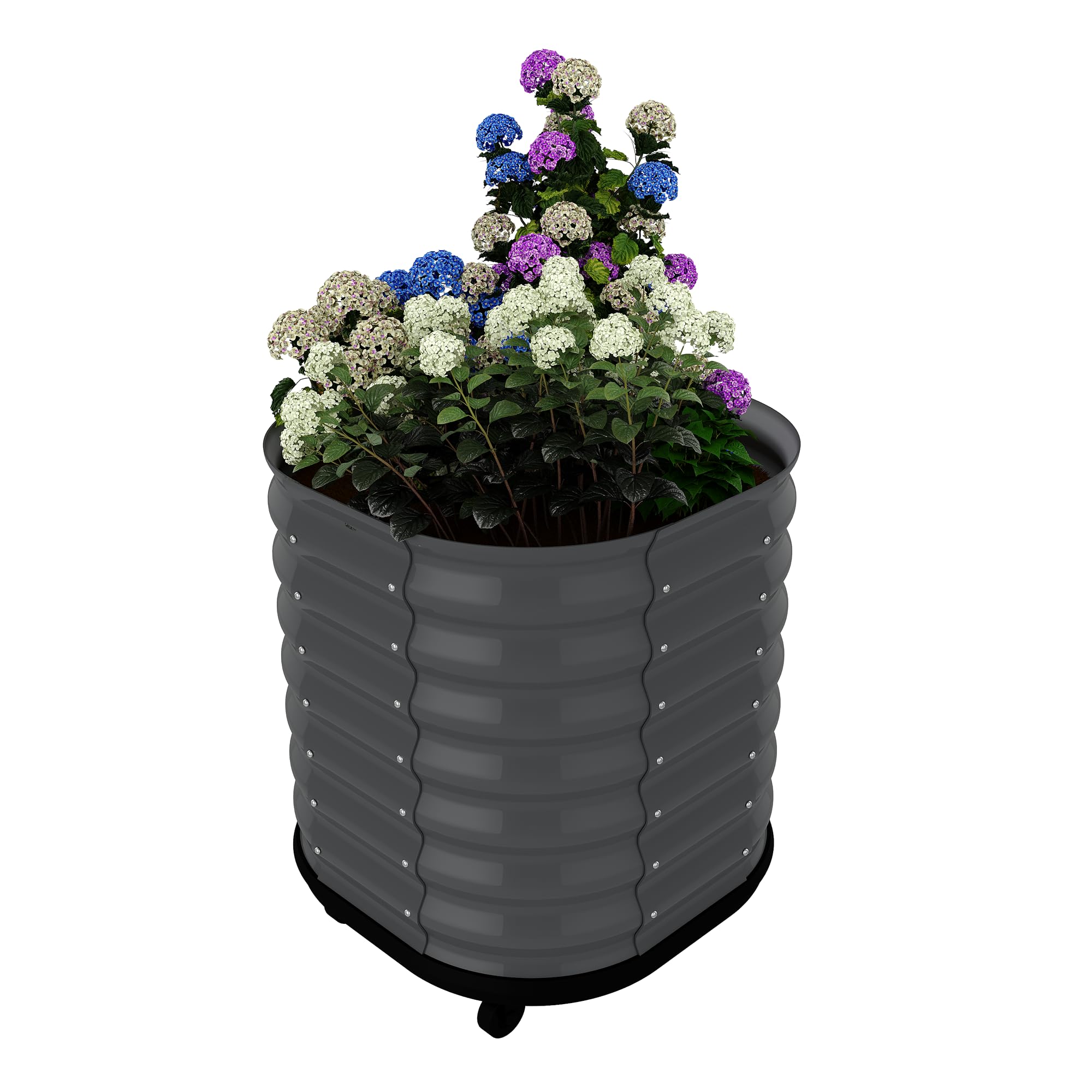 Garvee Self-Watering Wheeled Metal Garden Bed with Lockable Wheels & Water Reservoir, Galvanized Steel, Rust-Resistant, Mobile Raised Planter for Indo