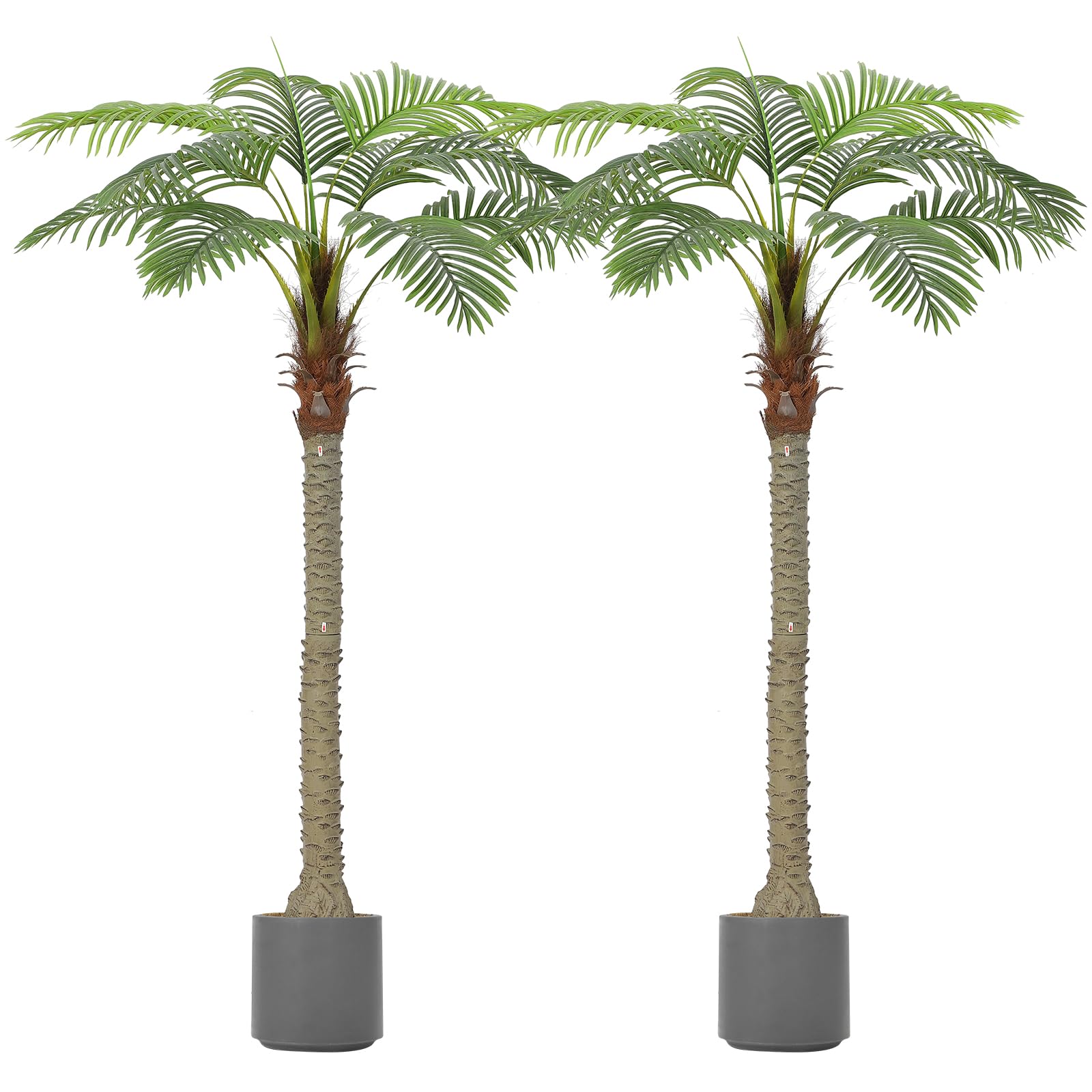 Garvee 7ft Artificial Palm Trees Set of 2, Fake Coconut Palm Tree with Realistic PE Leaves - Indoor-Outdoor UV Resistant Tropical Plants for Home, Off