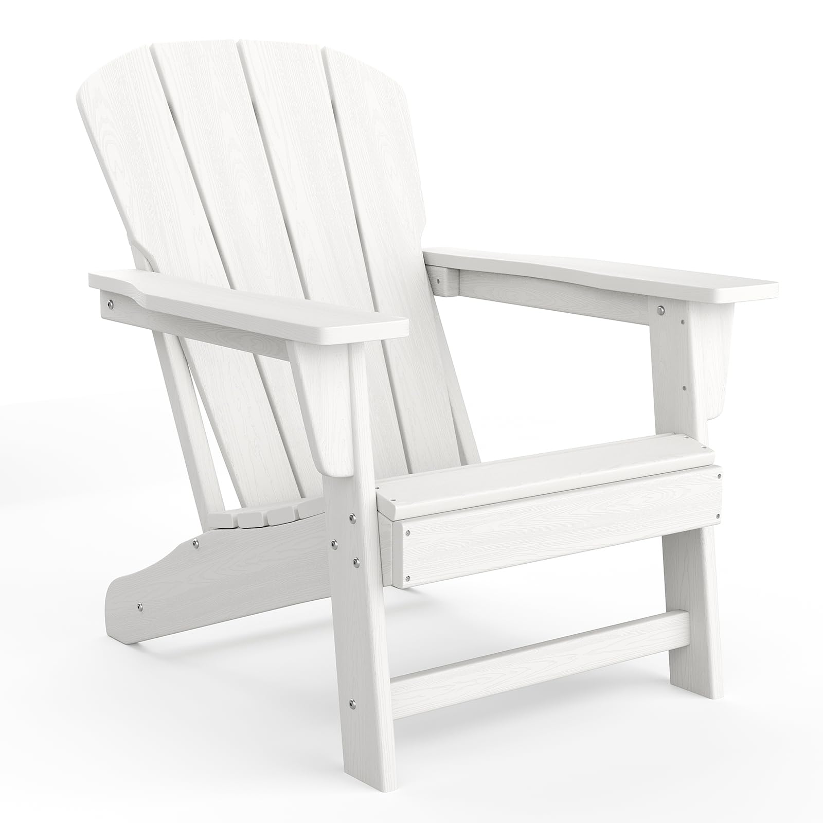 Garvee Outdoor Adirondack Chairs HDPE Plastic Weather-Resistant Fire Pit Chair Wide Armrests Slatted Back Heavy-Duty Seating White Patio Deck Lawn