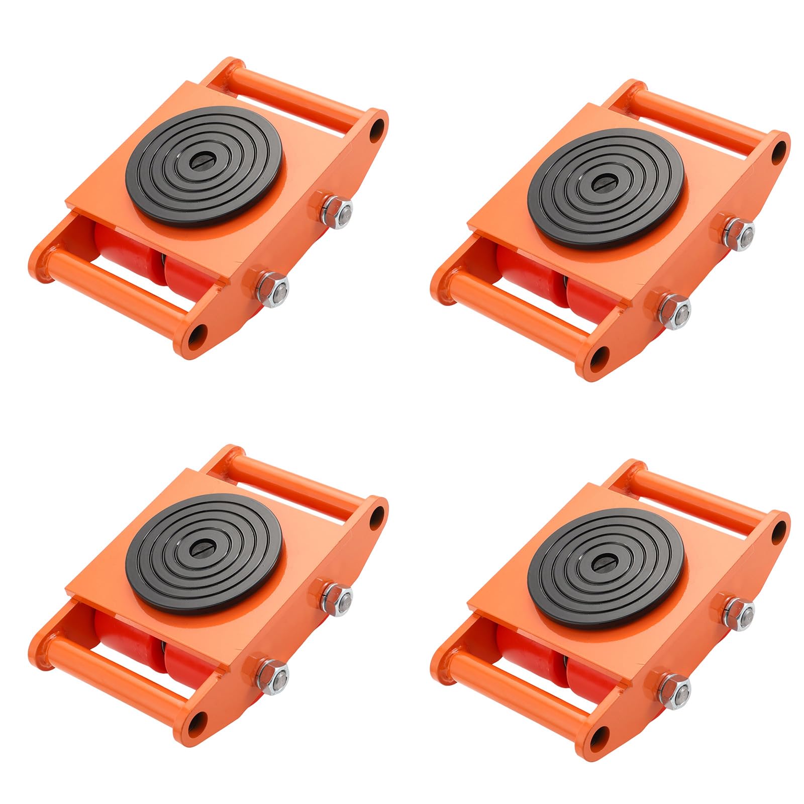 Garvee Industrial Heavy Duty Skate Dolly 6-12 Ton Capacity 360° Swivel Casters Carbon Steel Frame Non-Slip Tray 4 PU Wheels for Factories & Warehouses