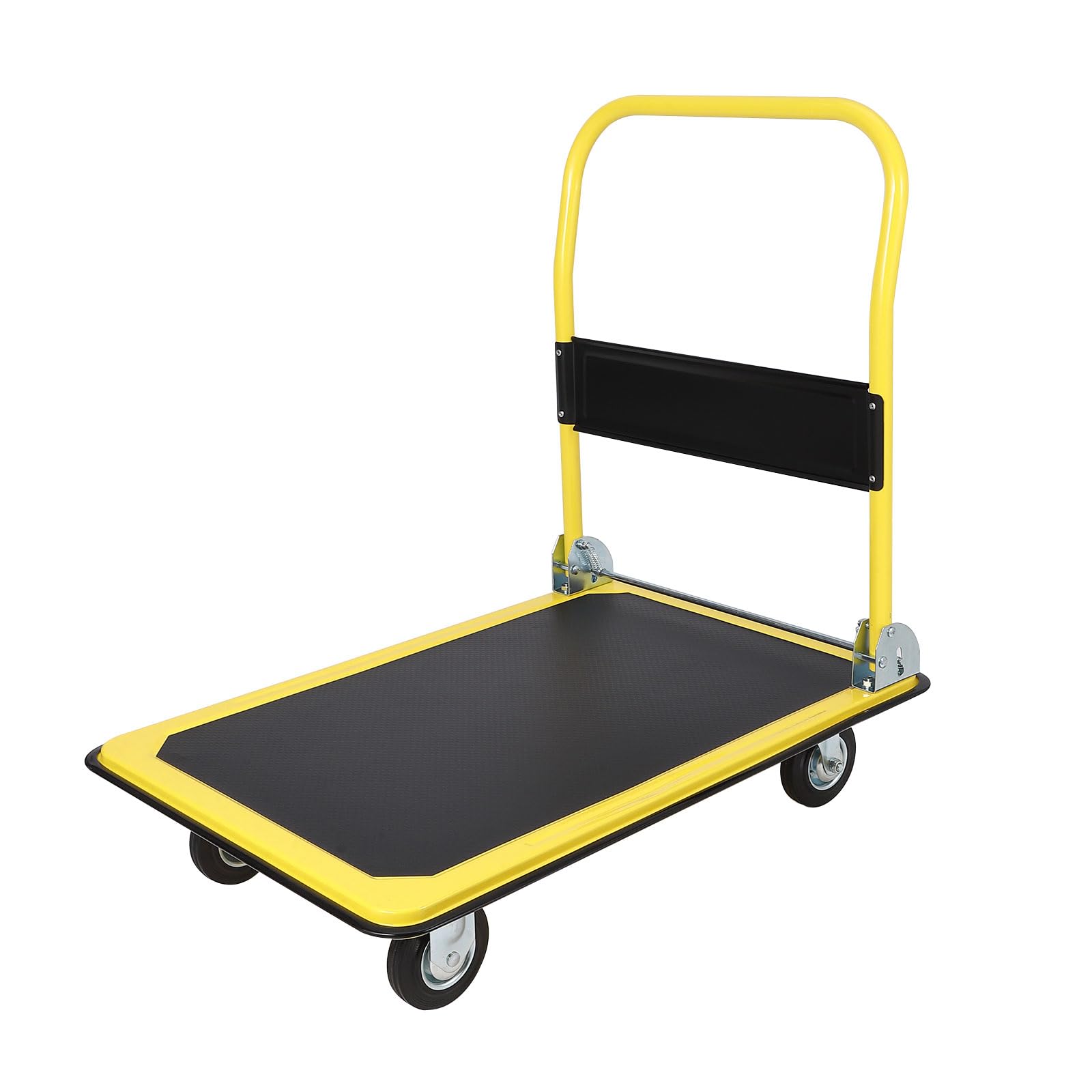 Garvee L-Shape Flatbed Cart Heavy Duty Dolly 1100 lbs Capacity A3 Steel Powder-Coated Detachable Handle 5" Nylon Casters Warehouse Use