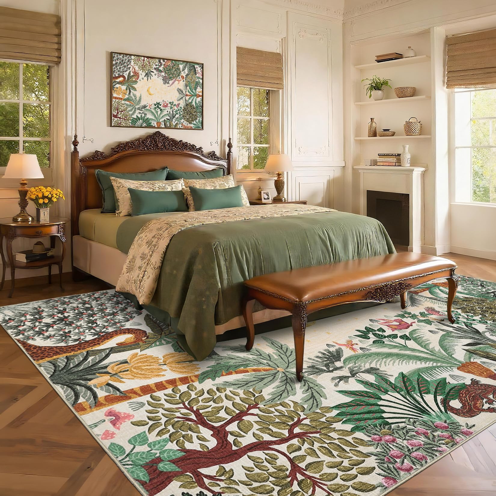 Garvee Large Area Rugs 9x12 for Living Room, Jungle Animal Washable Rug Soft Non Slip Backing Floor Mat Carpet Indoor Thin Accent Rug for Bedroom Dini