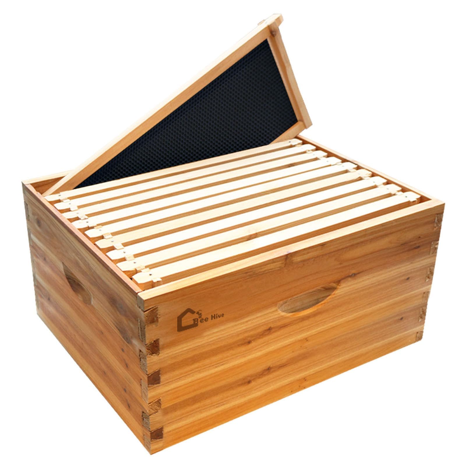 Garvee Deep Brood Bee Hive Kit Langstroth 10-Frame, Warp-Resistant Fir Wood, Beeswax-Coated, Pre-Drilled Holes, Tool-Free Assembly, Beekeeping Starter