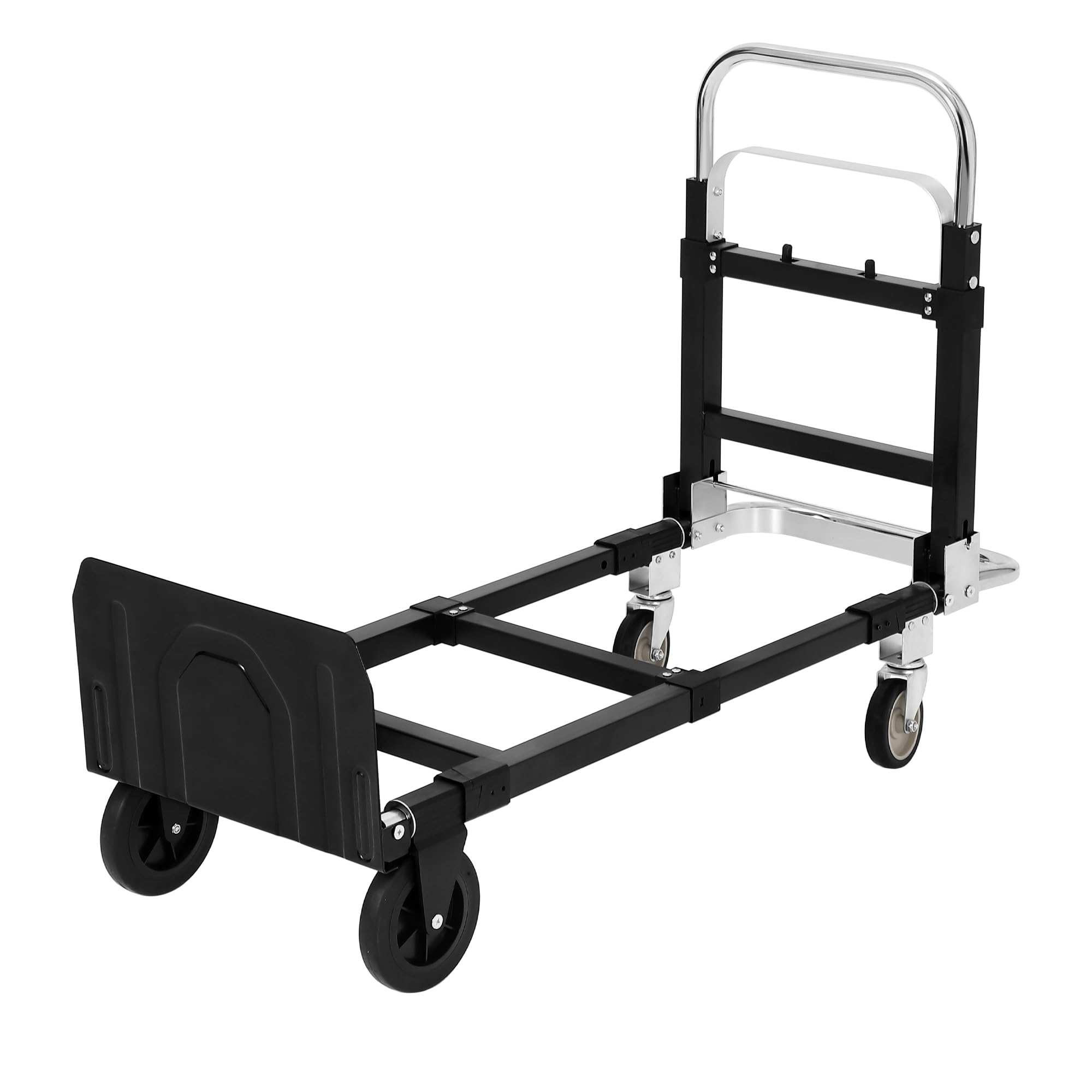 Garvee 660 LBS Capacity Folding Hand Truck Heavy Duty 2-in-1 Carbon Steel Collapsible Dolly Cart with Elastic Straps, Puncture-Proof Wheels, Swivel Ca