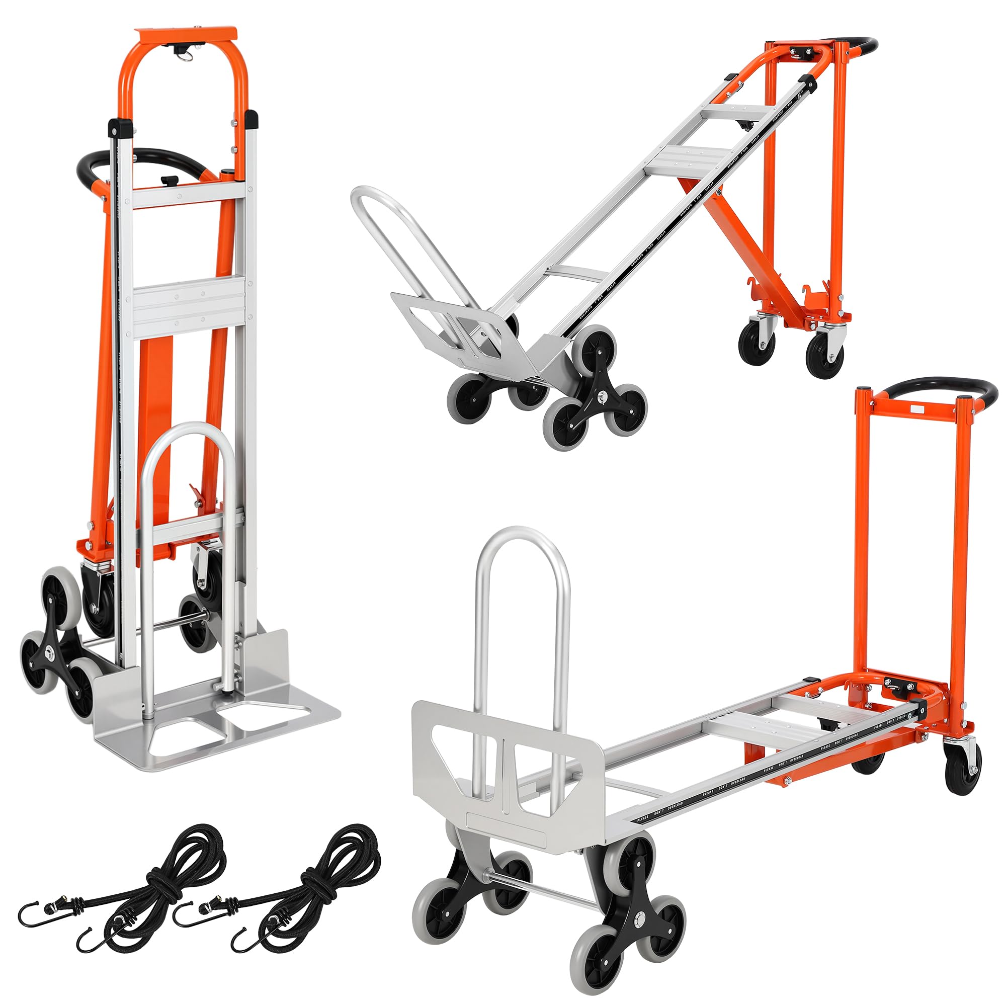 Garvee 3 in 1 Convertible Hand Truck Dolly with Stair Climber Wheels, 770lbs Load Capacity, Aluminum Folding Cart, Elastic Straps, Multi-Scene Use