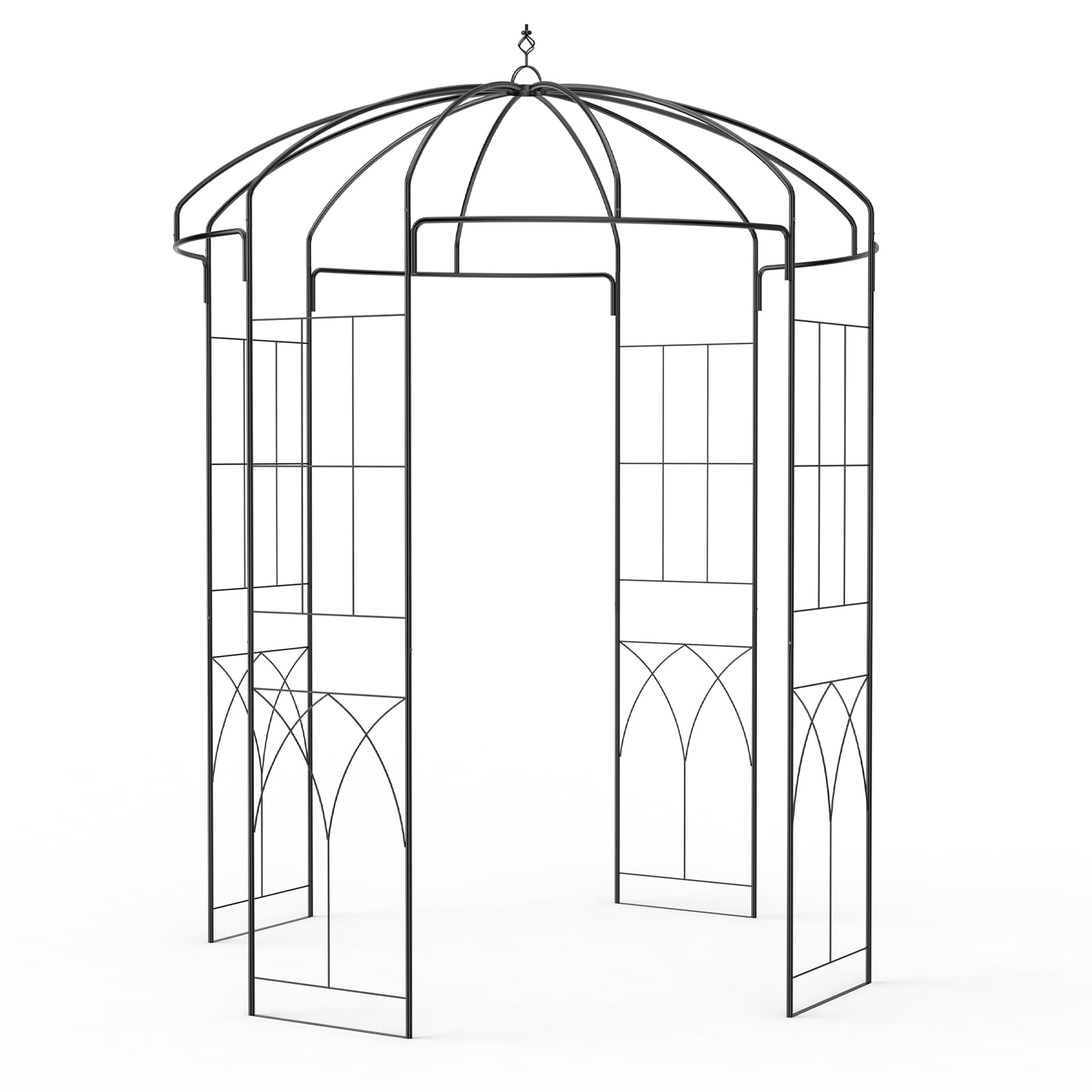 Garvee 8.8 FT Birdcage Garden Arch Metal Arbor Rust-Resistant Reinforced Steel Elegant Climbing Flower Support Patio Backyard Wedding