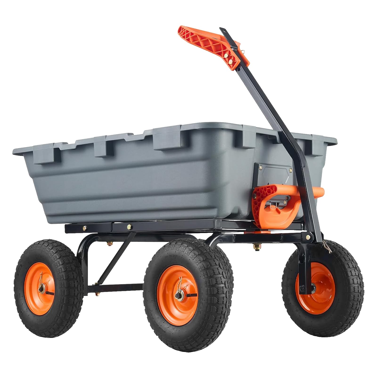 Garvee Garden Dump Cart Heavy Duty 800lbs Capacity Quick Release Steel Frame Poly Bucket 10-Inch Tires All-Terrain for Garden Lawn Farm
