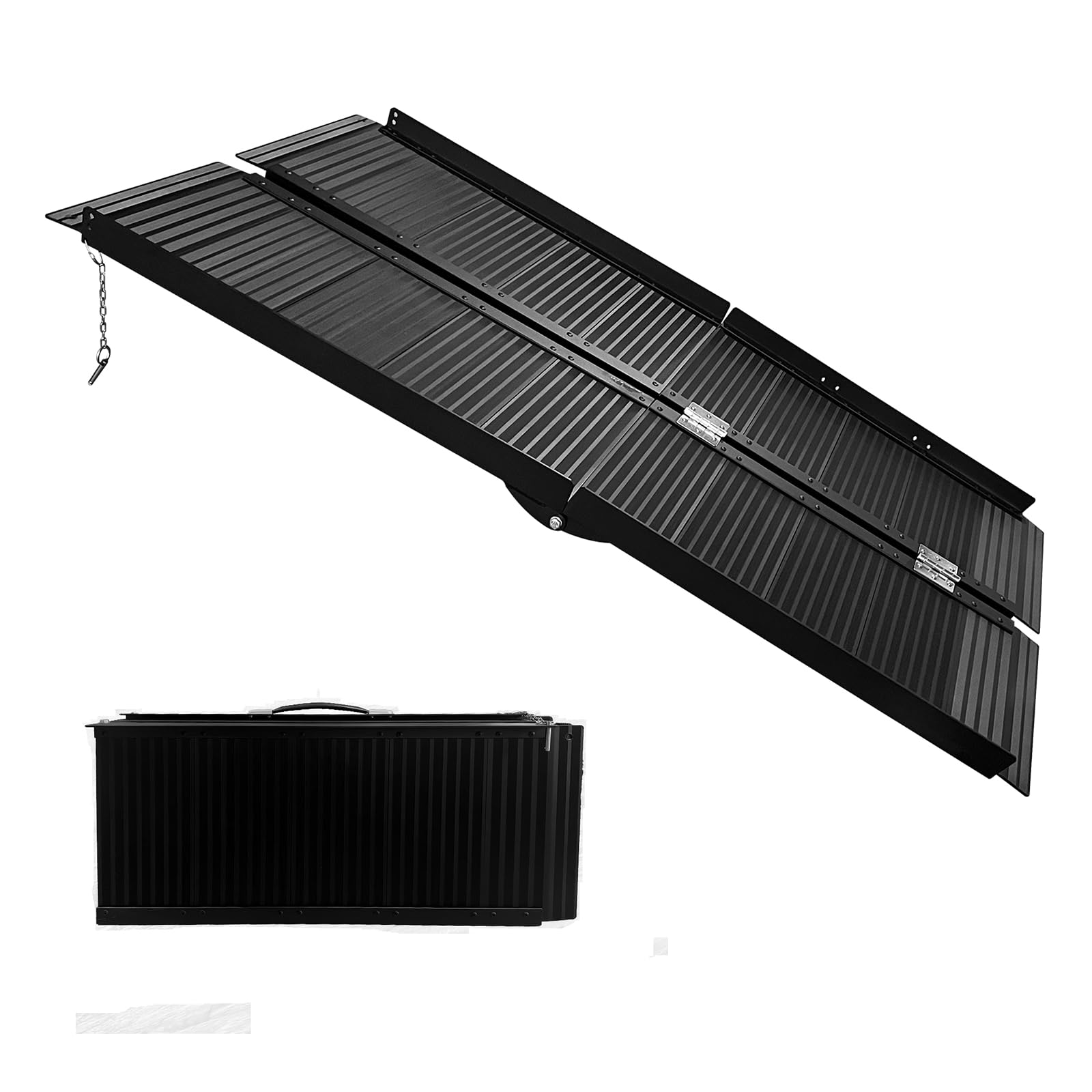 Garvee 5FT Portable Wheelchair Ramp - 800LB Aluminum Folding w-Non-Slip Black Finish Rustproof for Home Entryways & Stairs