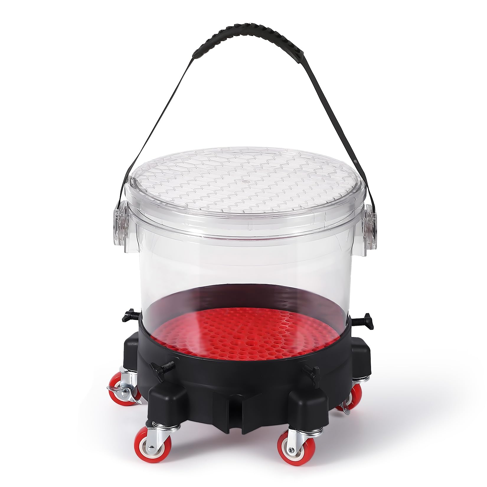 Garvee 15 Gallon Car Wash Bucket Kit with Grit Trap & 5-Caster Dolly, Heavy-Duty PP, Rubber Handle & Lid, Adjustable Fit 9-11.5", Professional Auto De