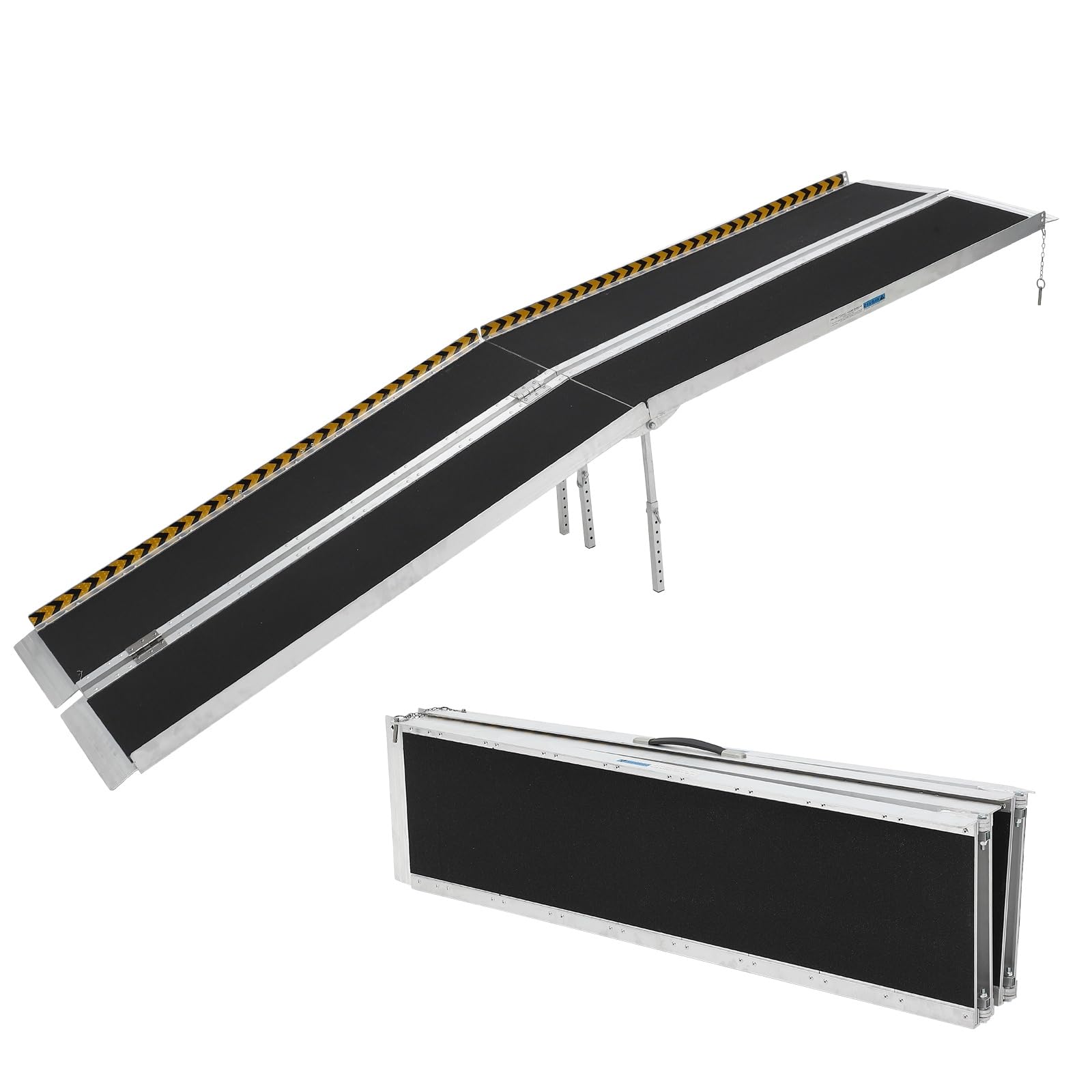 Garvee 10FT Portable Aluminum Wheelchair Ramp for Steps, Non-Skid Surface, Reflective Strips, Foldable, 600 Lbs Capacity, Home and Travel Use