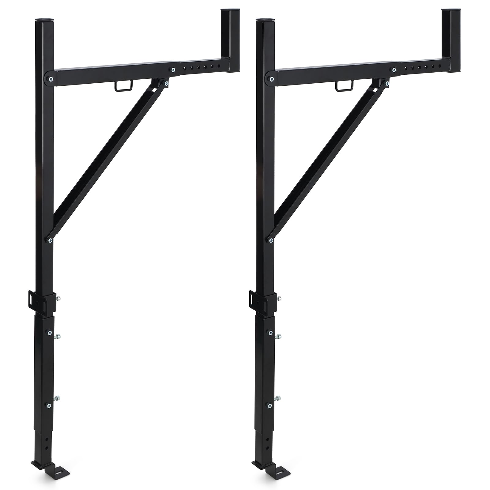 Garvee Adjustable Steel Truck Ladder Rack - 19-34in Width, 250lb Capacity, Non-Drilling Mount, Powder Coated, J-Bolt Clamps, Pickup Truck Bed