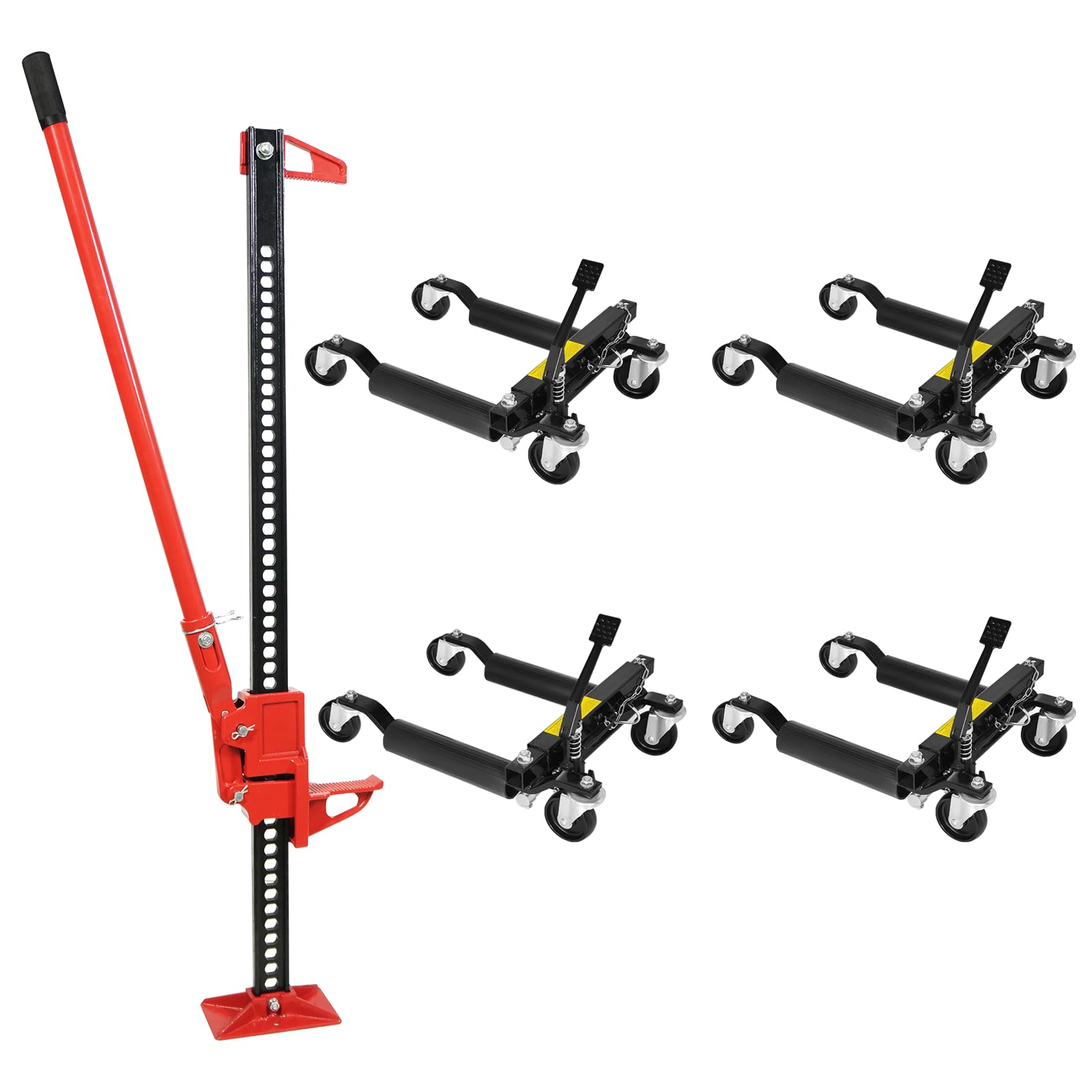 Garvee 4 Pack Hydraulic Car Wheel Dolly Jack & 3 Ton Farm Jack - Heavy Duty 6000-lbs Lift, Steel Construction, Smooth Movement, Versatile for Cars & T