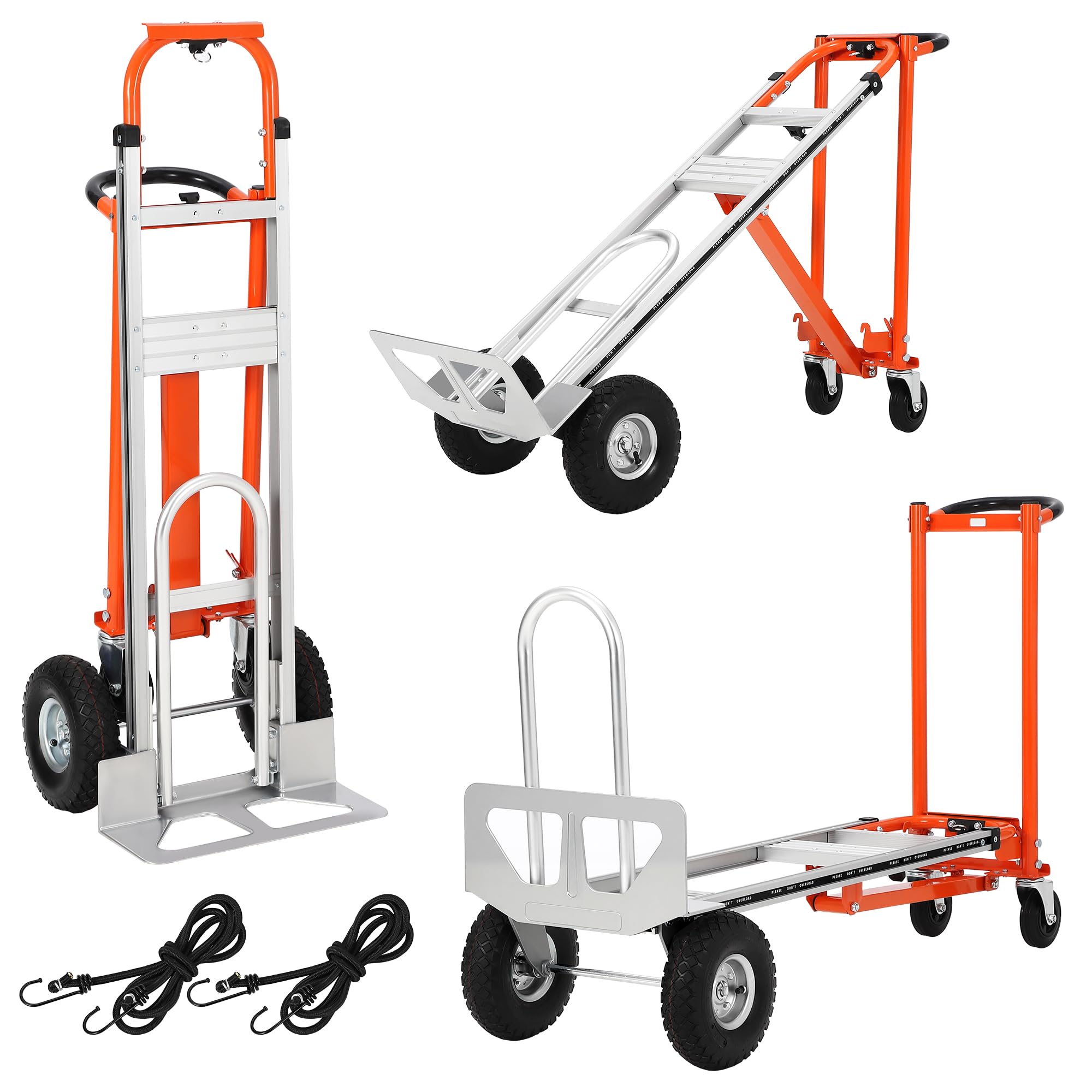 Garvee 3 in 1 Convertible Hand Truck Dolly 770lbs Load Capacity Aluminum Folding Cart with Wheels Elastic Straps for Home Warehouse Office