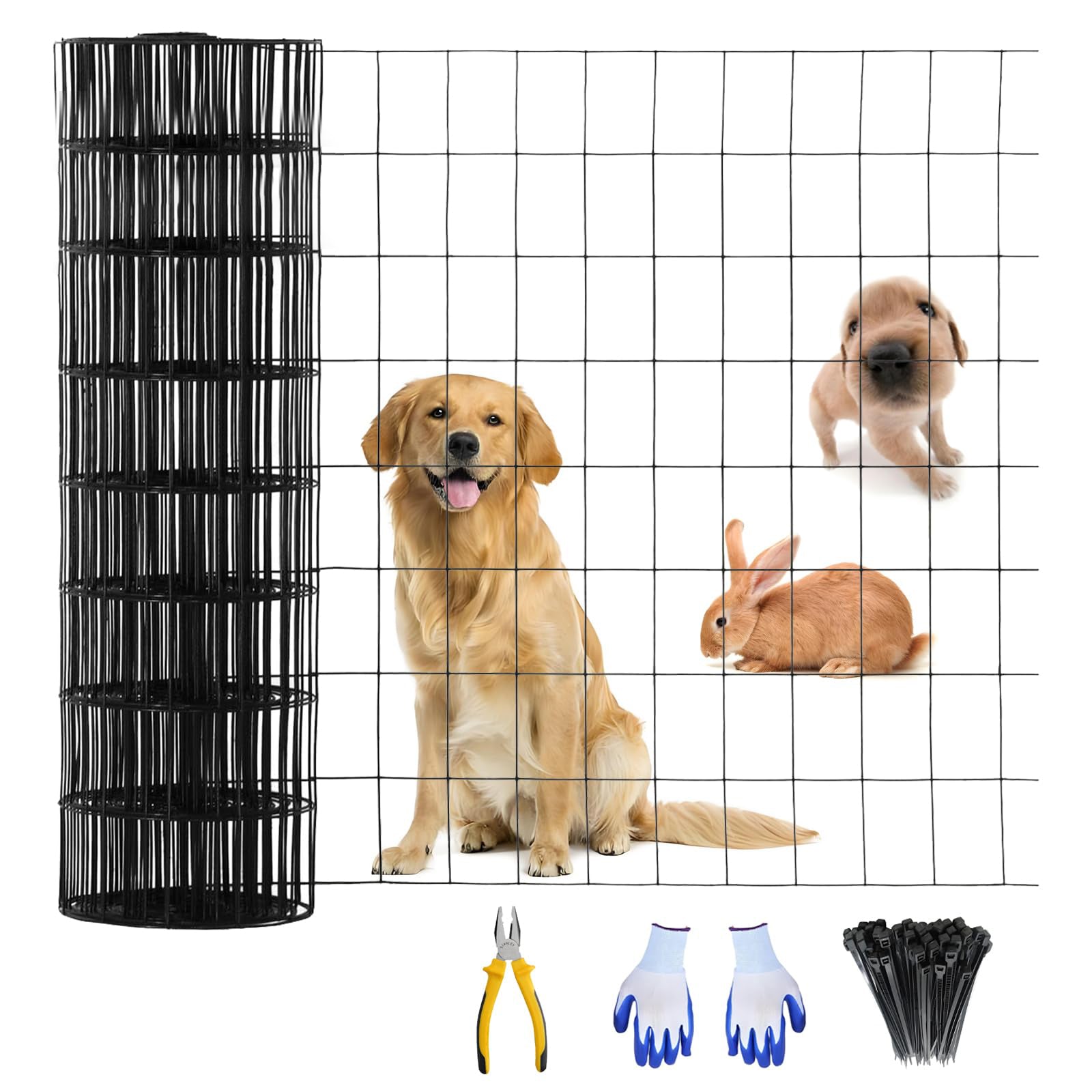 GARVEE 16-Gauge Welded Wire Mesh - 24"x60' Steel Hardware Cloth w-Gloves & Plier (Rust-Resistant for Garden Fencing-Pet Enclosures)