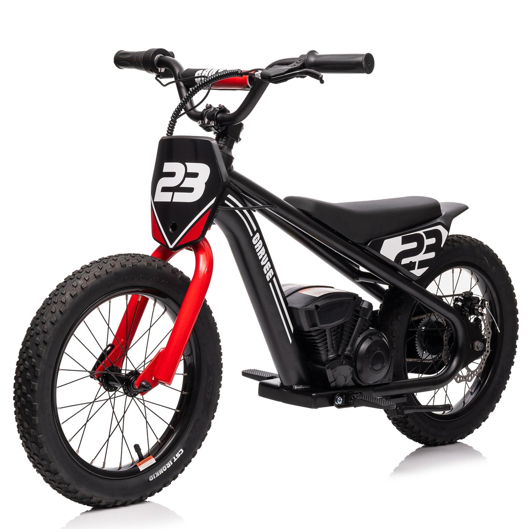 Garvee Electric Kids Dirt Bike 360W Motor 16IN Tires Adjustable Speeds Detachable Battery Aluminum Frame Safety Brakes Black for Outdoor Trails