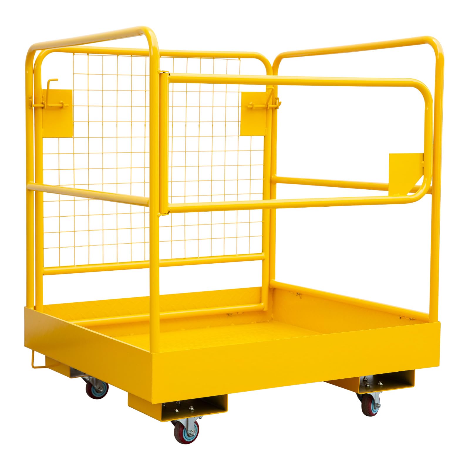 Garvee Forklift Safety Cage 36"x36" 1200lbs Capacity -w-4 Wheels for Warehouse & Construction Platforms